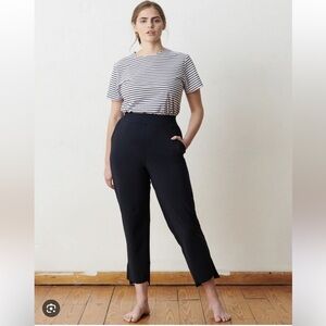 ADAY Straight Up Dress Pants High Low Hem Straight Leg Navy Size XS